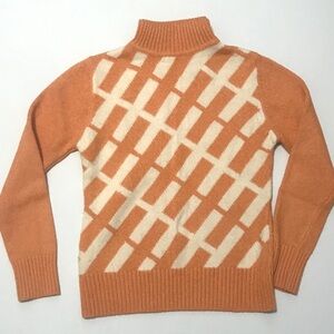 Geometric Patterned Sweater in Orange and Cream